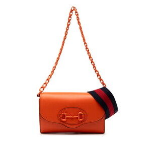 GUCCI Orange Leather Horsebit Shoulder Bag